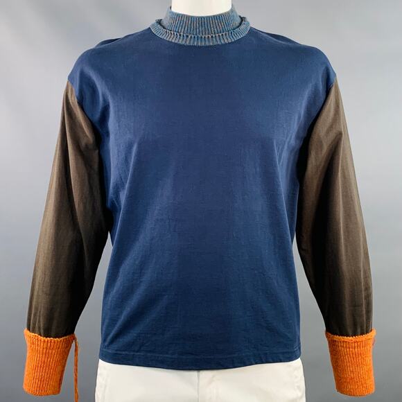 MISU A BARBE Other - MISU A BARBE Size XL Navy Multi Color Color Block Cotton High Neck Pullover